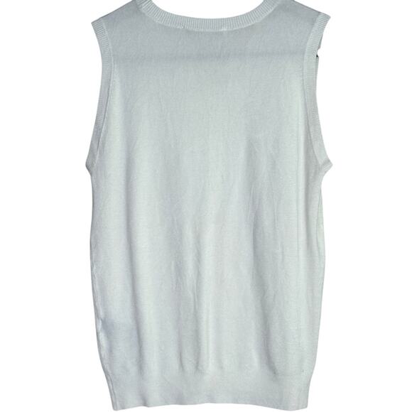 Zara Soft Sleeveless Crew Neck Ribbed Hem Stretch Tank Top Small White #3322 - Picture 5 of 15